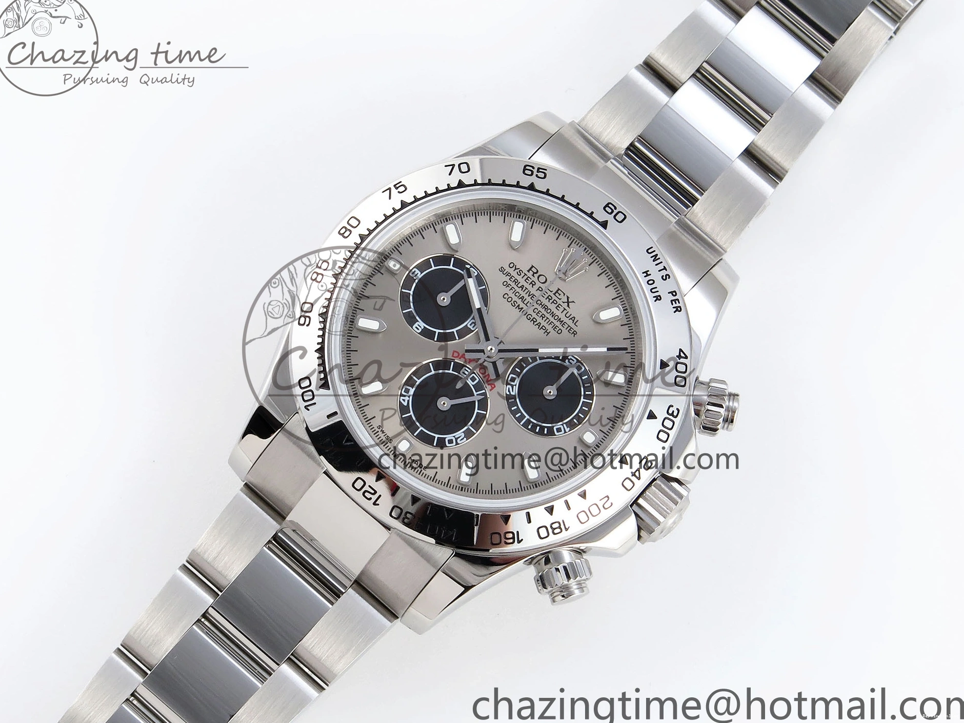 0213 DAYTONA 116509 SS OMF BEST EDITION GRAY BLACK DIAL ON SS BRACELET A7750 (SLIM MOVEMENT) Trendy 1805